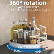 1pc 360-Degree Rotating Spice Rack, Plastic Kitchen Turntable, Multipurpose Countertop Condiment Holder, Fruit Tray Storage Organizer, Home Kitchen Accessories