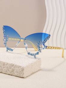1pc Oversized Butterfly Shaped Fashion Decorative Glasses For Teens - Multicolor - View 8
