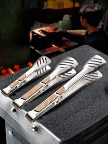 1pc New 304 Stainless Steel Food Clips, Heat-Resistant Barbecue Tongs, Home Steak Clip, Stainless Steel Bread Clip, Hollow-Out Dessert Clip, Multipurpose Food Clip, Kitchen Accessory, Baking Supplies, Suitable For Kitchen, Restaurant, BBQ, Baking, Party