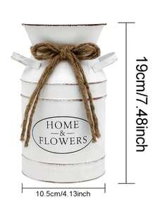 1pc/2pcs Vintage Farmhouse Metal Galvanized Vase - Rustic Cream Distressed Milk Can With "Home Floral" Label, Perfect For Tabletop Centerpiece And Home Decor Room Decor Flower Vase Glass Vase - Multicolor - View 10