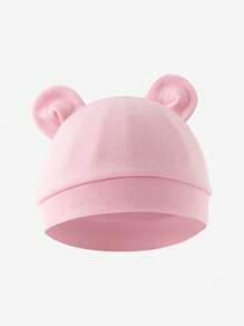 1PC Solid Color Cute Double Ear Baby Beanie, Soft & Warm, Multi-Color Options, Suitable For Newborn Baby Daily Wear In All Seasons - Multicolor - View 13