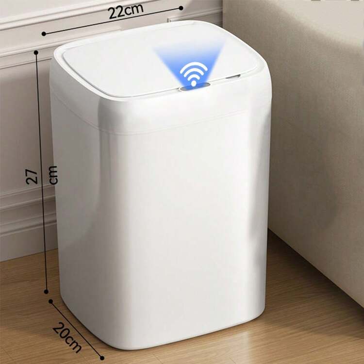 1 st Intelligent Sensor papperskorg med sensorlock, fotsensor, One-Touch Stay Open, Wave Sensor, Knäsensorfunktioner. Lufttät lockdesign tätar effektivt lukt, lågt ljud Långsamt fall, stark batteritid och IPX5 vattentät - Vitt - Visa 5
