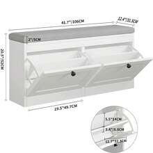 VOWNER 41.7" Storage Shoe Bench With 2 Flip-Up Drawers & Cushioned Seat, Multi-Functional Entryway Organizer For Hallway, Bedroom, Gifts For Halloween & Thanksgiving