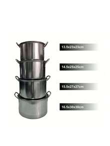4 piezas  Juego de Ollas con Tapa Acero Inoxidable, Olla de acero inoxidable - Plateado - Ver 7