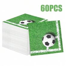 100/60/20pcs 13 * 13 Inch Disposable Football Themed Party Napkins, Green Grass With Football Pattern, Used For Football Fan Gatherings, Birthday Parties, Family Gatherings, Outdoor Picnics, Restaurant Decoration Napkins - Green - View 15
