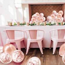 30pcs/Set Shiny Rose Gold Metallic Sequin Or Pearlescent Rose Gold Latex Balloons Pack, Suitable For Bachelorette Party, Birthday, Wedding, Proposal, Mother's Day, Graduation, Halloween, Christmas And Other Indoor/Outdoor Decorations