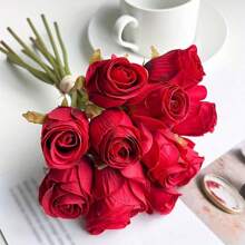 12 pièces Real Touch, bouquet de roses artificielles, convient pour la décoration de mariage, de maison et de table, idéal pour le bouquet de mariée, l'arrangement de salon et le festival, embellissement de décoration intérieure | Décoration de haie fleurie | Roses artificielles réalistes, fleurs artificielles d'extérieur 12 tiges de fleurs artificielles adaptées à la décoration de la maison, bouquet de roses artificielles réalistes, hôtel, décoration de table à la maison, arrangement de mariage, bouquet de mariée, cadeau de Saint-Valentin, fête des mères.