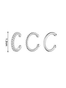 Set de 3 piezas de pendientes minimalistas de diseño exclusivo de cobre con circonita, sin necesidad de perforación, aretes personalizados, pendientes simples