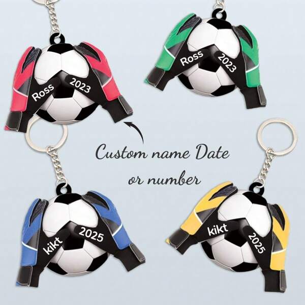 1pc Customized Acrylic Football Sports Design Keychain, Fashion Gift For Sports Fan, Friend, Lover, Family, Daily, Memorial, Holiday, Father's Day Gift