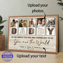 1pc Personalized Custom Your Photos, Father's Day Custom Dad Photos, The Best Gift For Dad, Father's Day Canvas Art Wall, Father's Day Room Poster, Room Wall Decoration, Living Room And Bedroom Decoration Hanging Pictures, Western And Modern Decoration, Framed And Framless Custom Hanging Pictures. - 1Pc - View 2