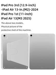 1 个可调节 360° 旋转灰色亚克力三折支架、亚克力后壳采用防刮擦和防弯曲设计、内置笔槽、磁性自动睡眠/唤醒、极简主义/经典/平板电脑保护壳，兼容 iPad Mini6/Mini7/Air/Air2/9.7/10.2/10.5/Air4/Air5/10.9/Pro 11 英寸/Air11(M2)2024/10th Gen/12.9/iPad Air 13(M3 2025)/iPad Air 11 英寸 (M3) 2025/iPad (A16) 11 英寸第 11 代 2025 - 灰色 - 查看 11