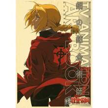 1 peça pôster de arte de parede pôster de anime Steel Alchemist decoração para casa pôster de parede de sala pintura retrô e impressão arte bar café, sem moldura/emoldurado