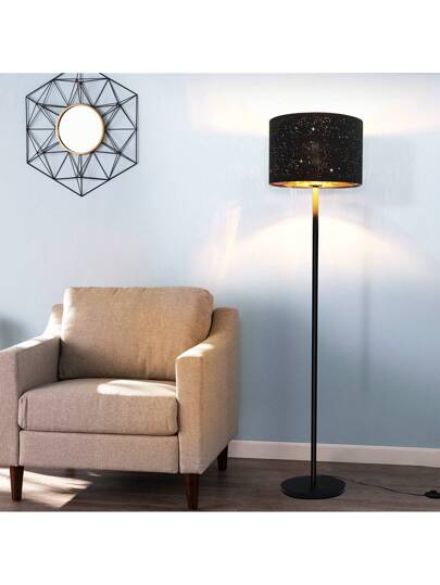 Moderne Living Room Vloer Lamp Fabric Material, E27 Socket Maximum 40W Zwart Goud Star Shade 144cm Lamp, Bedrooms, Children's Rooms, Corridors, Cafes(Bulb Not Included)