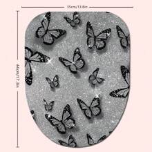 1/4 Stück Grau & Schwarz Schmetterling Design Duschvorhang Set, wasserdichter Duschvorhang, Badezimmermatte, U-förmiger Toilettendeckel, dekorativ, modische Raumteiler, ohne Bohren, maschinenwaschbar Polyester Badezimmer Dekoration Herbst Dekoration Badezimmer Accessoires Schulanfang