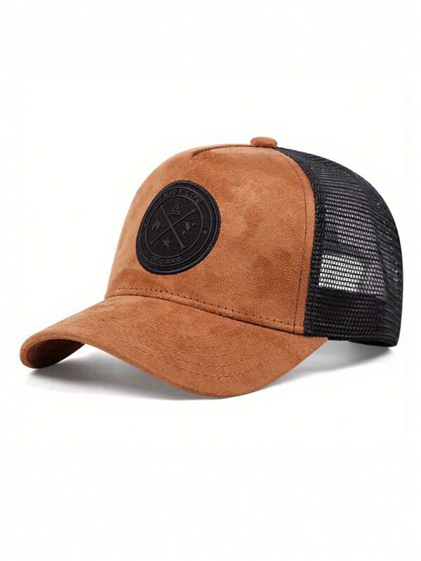1pc Fashionable Men's Suede Hip Hop Cap, Adjustable Unisex Lovers Gradient Letter Casual Baseball Sun Hat For Outdoor, Travel, Beach Party, Spring & Autumn