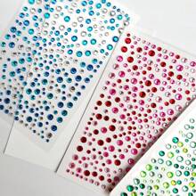 Nayiben 3 piezas de pegatinas de strass rosa, azul y verde, decoración de fiesta, pegatinas de maquillaje 3D para el cabello, la cara, las uñas, regalo de vuelta al colegio