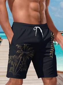 Plus Size Men's Hawaii Floral 3D Print Casual Beach Shorts - Quick Dry, Drawstring Waistband, Perfect Choice For Summer Outing, Hawaiian