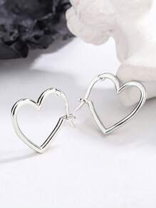 1pair Sterling Silve 925 Heart Stud Earrings With Jewelry For Women Valentine's Day Casual Fine Ladies Jewelry Gift Valentines