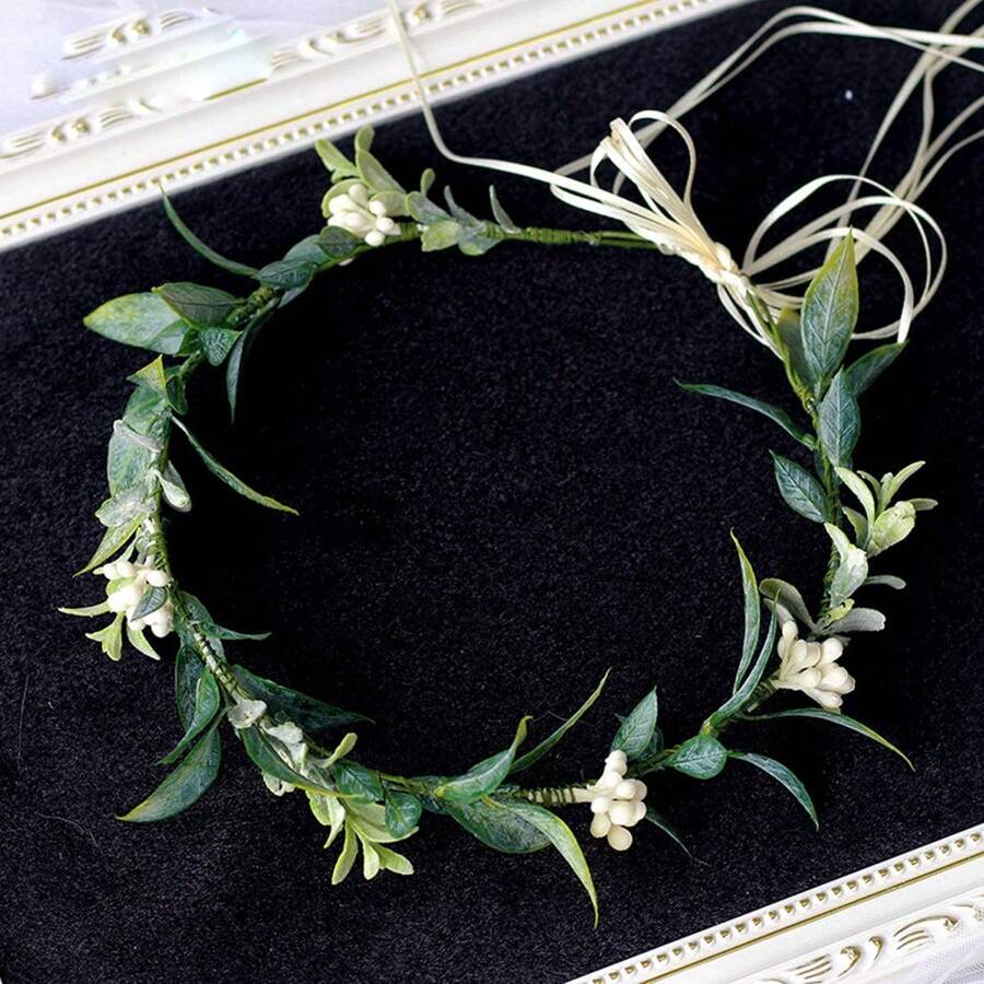 1 Stück grüner Blätterkranz Eukalyptusblumen Kopfband für Frauen und Mädchen, Blumenkopfschmuck, Brautschleier, Foto-Accessoire, Hochzeitsaccessoire, Brautblumenkrone