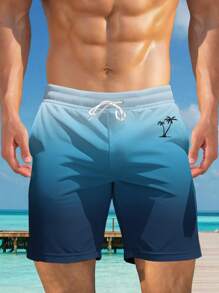 Plus Size Men's Hawaiian Style 3D Print Casual Beach Shorts - Quick Drying, Drawstring Waistband, Perfect For Summer Outings