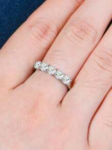 XUJIA 1 pièce Bague solitaire en argent sterling 925 avec moissanite ronde de 4 mm, bijou simple et à la mode, cadeau avec certificat GRA