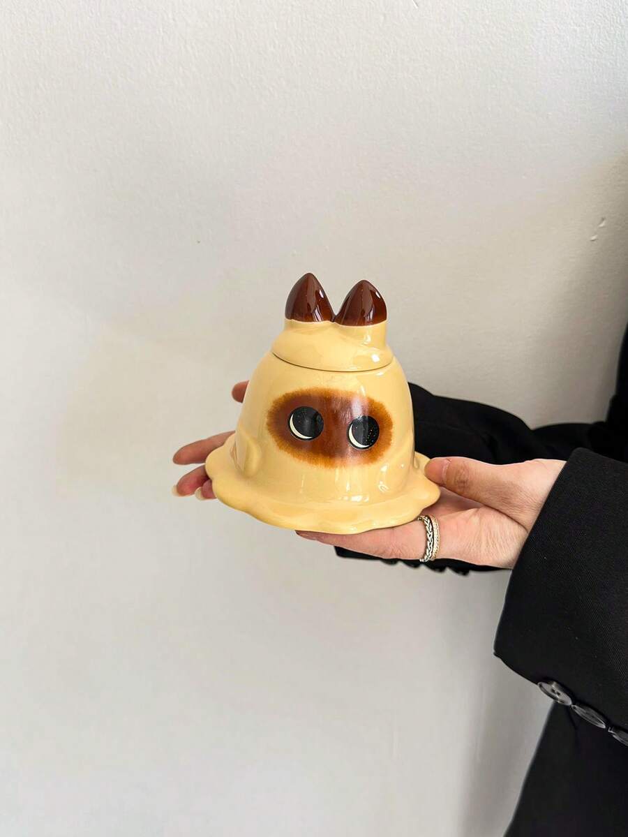 كأس سيراميك مطلي على شكل قطة محبب ذو غطاء، كأس قهوة/شاي مضحك للأزواج، كوب مياه ذو سعة كبيرة مبتكر، كوب فتياني للإفطار، الشاي بعد الظهر، عيد الميلاد، هدية للصديقة، الزوجة، الأم