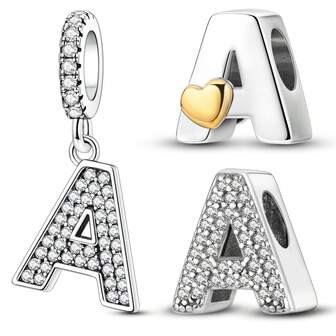 1Pc Letter Charms 26 Alphabet Character Three Styles Bead Silvery Golden Heart Charm For Bracelets Necklace Keychain Beads For Diy Jewelry Making Unique Gift For Friend Family Lover