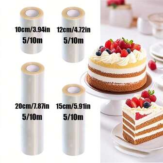 Rodoide Transparent Patisserie Cake Halsband 20 Cm, Rhodoid För Patisserie Border Cake Återanvändbart Acetat För Omgivande kakor, 1 rulle, 5 Meter Transparent Cake Rolling Mat, 3,94 tum/4,72 tum/5,91 tum/.87 tum, plastmousse förkläde dekorationsfilm för choklad