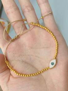 1 pezzo Braccialetto regolabile di lusso con perline in rame, cristalli arcobaleno e design minimalista creativo per donne