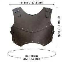 1pc Medieval Viking Retro Warrior Knight PU Leather Rivet Armor Breastplate Costume For Carnival, Party, Stage Performance - Multicolor - View 2