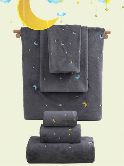 1/2/9 قطعة من المناشف الحمام المصنوعة من الفليس المرجاني الماصة والمطرزة بنمط "السماء النجمية" فائقة اللين والناعمة، مناشف يد منزلية، مناشف حمام عصرية، مناشف حمام ناعمة وصديقة للبشرة، ديكور حمام منزلي، مناشف استحمام لصالون التجميل والفنادق والرياضة، مستلزمات منزلية أساسية