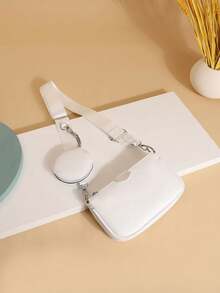 2 pièces Ensemble : 1 pièce Sac à bandoulière minimaliste oblique, 1 pièce Sac à bandoulière blanc unicolore pour femme, Cadeau pour la Fête des Mères - Blanc - Voir 4