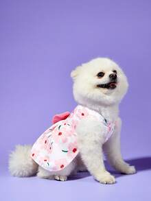 PETSIN 1 件粉色蝴蝶结宠物裙，适合春夏季中小型猫狗圣诞节节日礼物 - 粉色 - 查看 5