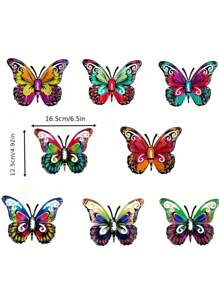 8pcs Metal Butterfly Wall Art Decor, Suitable For Garden, Fence, Wall, Yard, Balcony Hanging Decoration, Valentine's Day, Wedding Party, Outdoor Wall Decor