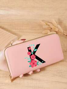 Burgundy Bag Charry Red Bag Wine Red Bag, A-Z Letter Print Fold Over Long Wallet Women Fashion Modern Business Slim Portable Versatile Large Capacity Credit Card Zipper ID Card Money Cash Storage Business Casual Perfect School College Work Business Commute Teachers' Day Back To School Holiday Office For Birthday Gift On Valentine Day Lady Female Women White-Collar Workers College Student,Bag School Supplies For School Dorm Room & Back To School - Burgundy - View 27