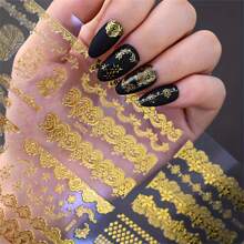 30PCS/10pcs Random Press Nail With Adhesive Back Self-Adhesive 3D Floral Nail Polish Decal - Self-Adhesive, Coloured DIY Nail Polish Decal With Glitter Effect Nail Art For Women And Girls, Nail Nail Art Supplies, Nail Nail Decoration | Floral Nail Design | Self-Adhesive Paper, Nail Nail Decal