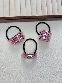 3pcs Europe And The United States Geometric Metal Bump Elasticity New Elegant Hair Tie Versatile Hair Rope Retro Elegant Hair Tie