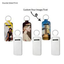 6pcs/10pcs Customized Lipstick Keychain, Double Sided Printed Text & Image DIY, Holiday Gift - Multicolor - View 8