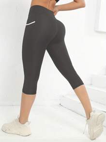 Pantaloni de yoga cu talie înaltă, cu buzunar, jambiere sportive subțire, subțire, pentru controlul burticii