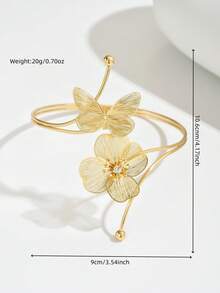 1pc Casual Minimalist Stylish Elegant Classic Metal 3-Layer Wave Line Arm Cuff. Sexy Party Punk Geometric Arm Bracelet Body Jewelry, Suitable For Women's Daily, Party, Vacation Wear - Gold - View 4