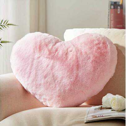 Heart Pillow, Pink Mother's Day Heart Pillow, Love Pillow Gift, Heart Pillow, Imitation Rabbit Fur Room Decoration Throw Pillow, Living Room, Bedroom, Suitable For Halloween, Christmas, Daily Decoration Use