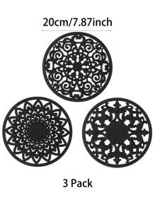 Set Of 3pcs Traditional Silicone Trivet Mat(20cm/7.87inch)(16cm/6.3nch) - Non-Slip & Heat Resistant Kitchen Hot Pads For Countertops & Table - Kitchen Trivets For Hot Dishes & Cookware - Hot Pot Holder For Pots & Pans
