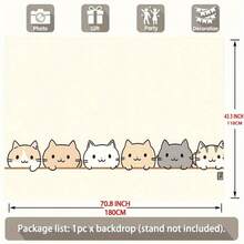 1pc Cute Cat Line Party Banner -5 Adorable Cat Illustrations, Mixed Colors, Perfect For Home, Room, Wall Decoration, And Photo Props - Perfect For All Seasons - Multicolor - View 8