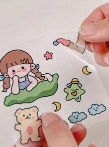 100 Stück Cartoon PET Aufkleber - selbstklebend, vorgeschnitten, transparent, nicht wiederholende Muster, wasserfest, geeignet für Scrapbooking, Tagebücher, Handyhüllen, Notizbücher, Tassen, DIY Basteleien, Badezimmer Dekoration, Herbstdekoration, Badezimmer Accessoires