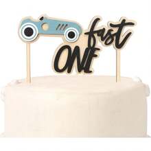 Fast One Birthday Cake Topper - Wood Race Car Cake Topper,Race Car Birthday Party Decorations,Racing Themed Birthday Cake Topper - Baby Blue - View 9