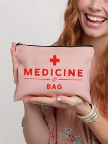 1pc Nurse Themed Cosmetic Bag Printed With Letters "Medican Bag" And Pill Pattern, Drug Storage Bag,Casual Style,Medical Staff Storage Bag, Thermometer Graphic Print, Hand Washable - Ideal For Medicationsuitable For Beaches, And Holidays, Camping, And Road Tripscosmetics Bag,Gifts For Friends And Teachers, Home Essentials, Bathroom Storage Bag,Mother's Day Gifts, Nurses' Day Gifts, Teacher Gifts - White - View 16