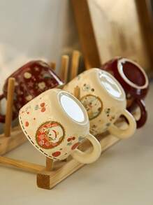 1 pieza Taza de cerámica vintage con diseño de gato, linda taza decorativa de café para uso doméstico, agua, leche, avena, té, jugo, desayuno, adecuada para cafetería, hogar, restaurante, fiesta, regalo de vuelta a la escuela