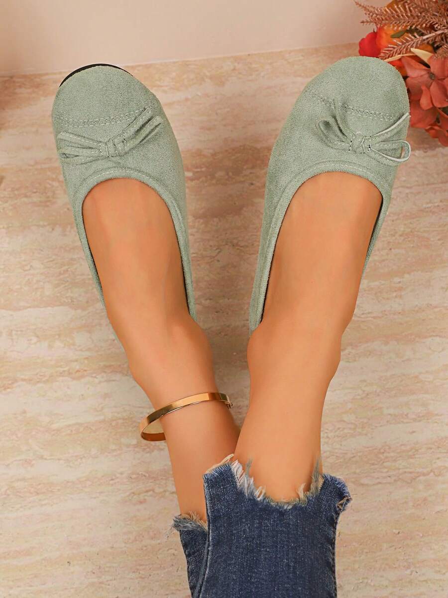 Mocasines de punta redonda para mujer, nuevos zapatos náuticos de primavera con suela blanda y vintage, mocasines planos casuales de slip-on - Verde - Ver 1