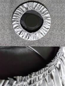 1pc Silver-Coated Fabric Car Steering Wheel Sun Shade Cover - A - View 6