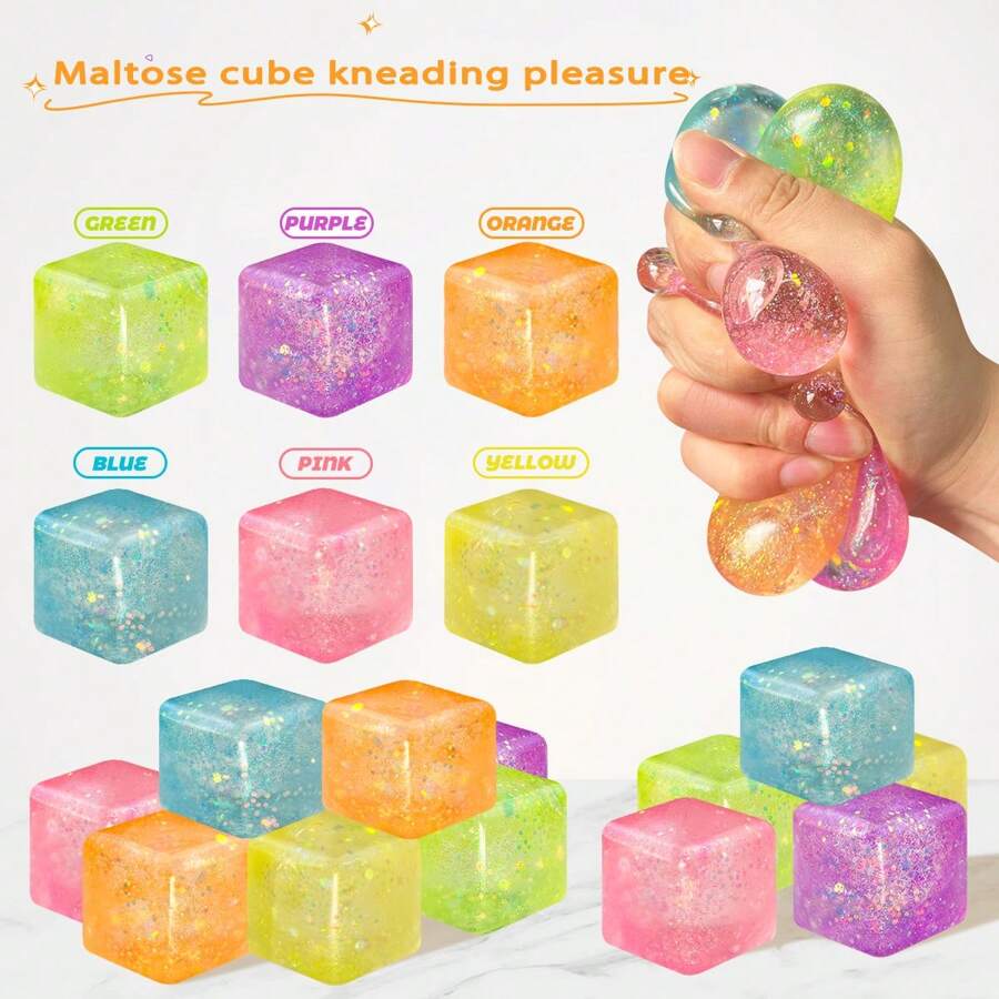 2/4/8/16 Stück langsam steigende Quetsch-Stresslinderungswürfel, Teigdruckball - weiche Fidget-Spielsachen für Büro, Klassenzimmer, Fokus-Party-Geschenke, Strumpfhalter, Osterkorb-Füllungen, sensorische Dehnung für Erwachsene (3cm/1,18 Zoll)
